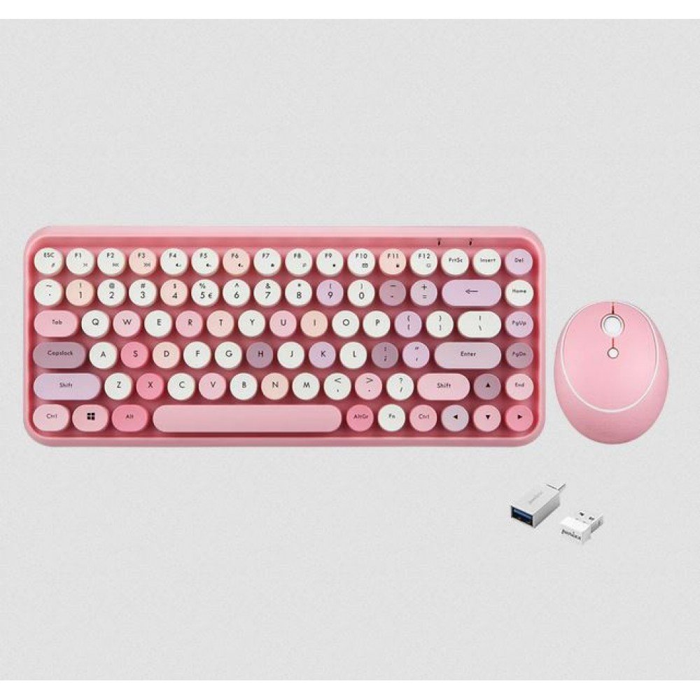 PERIDUO-713 PK - Wireless 2.4 GHz 75% Vintage Pink Mini Set of Mouse and Keyboard