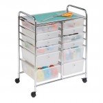 Chrome/Clear 12-Drawer Rolling Storage Craft Cart 