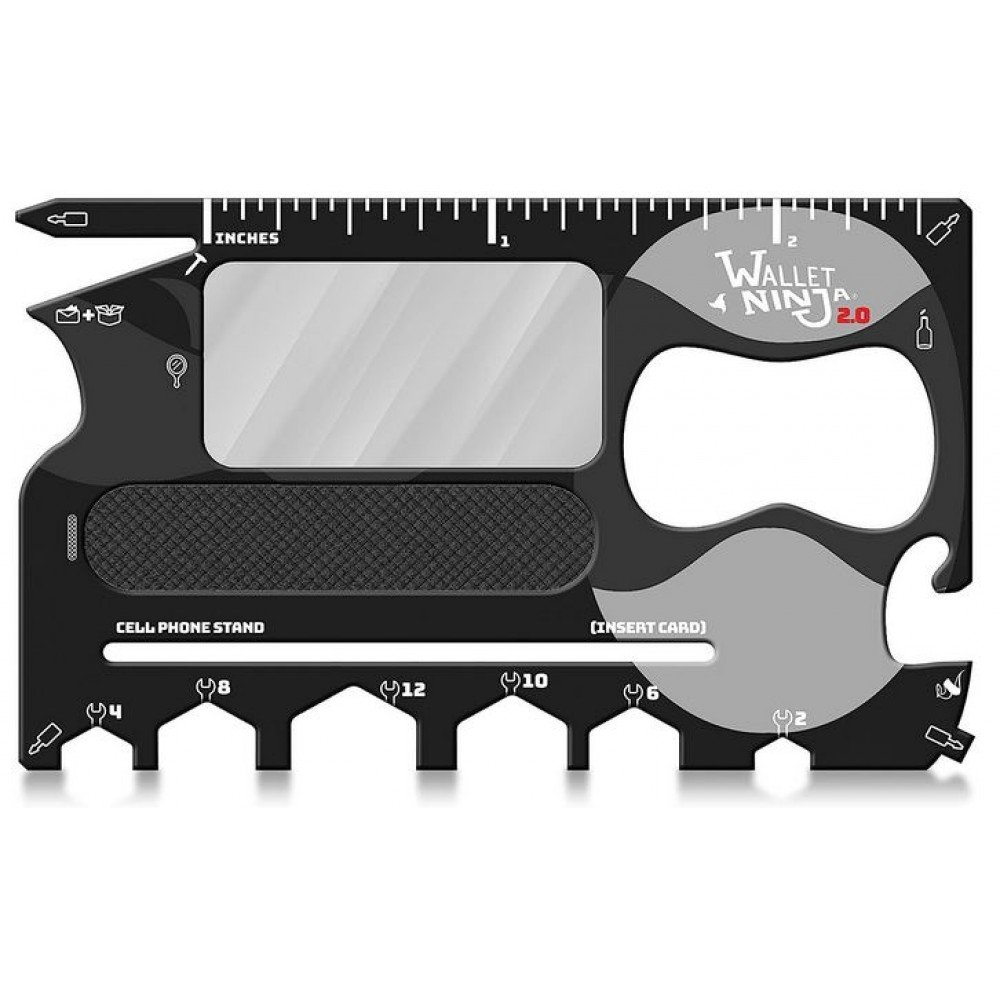 Wallet Ninja 2.0 (Advanced 20-in-1 Multitool, Now With Mirror + Nail File) 