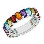 Octagon Multi-Stone Eternity Band in Sterling Silver