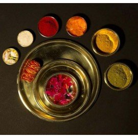 Traditional Brass Pooja Thali (Set of 9)