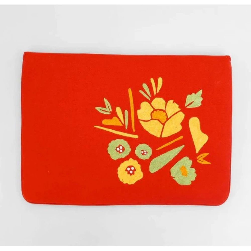 Corsage- Aari Embroidered Laptop Sleeve Red