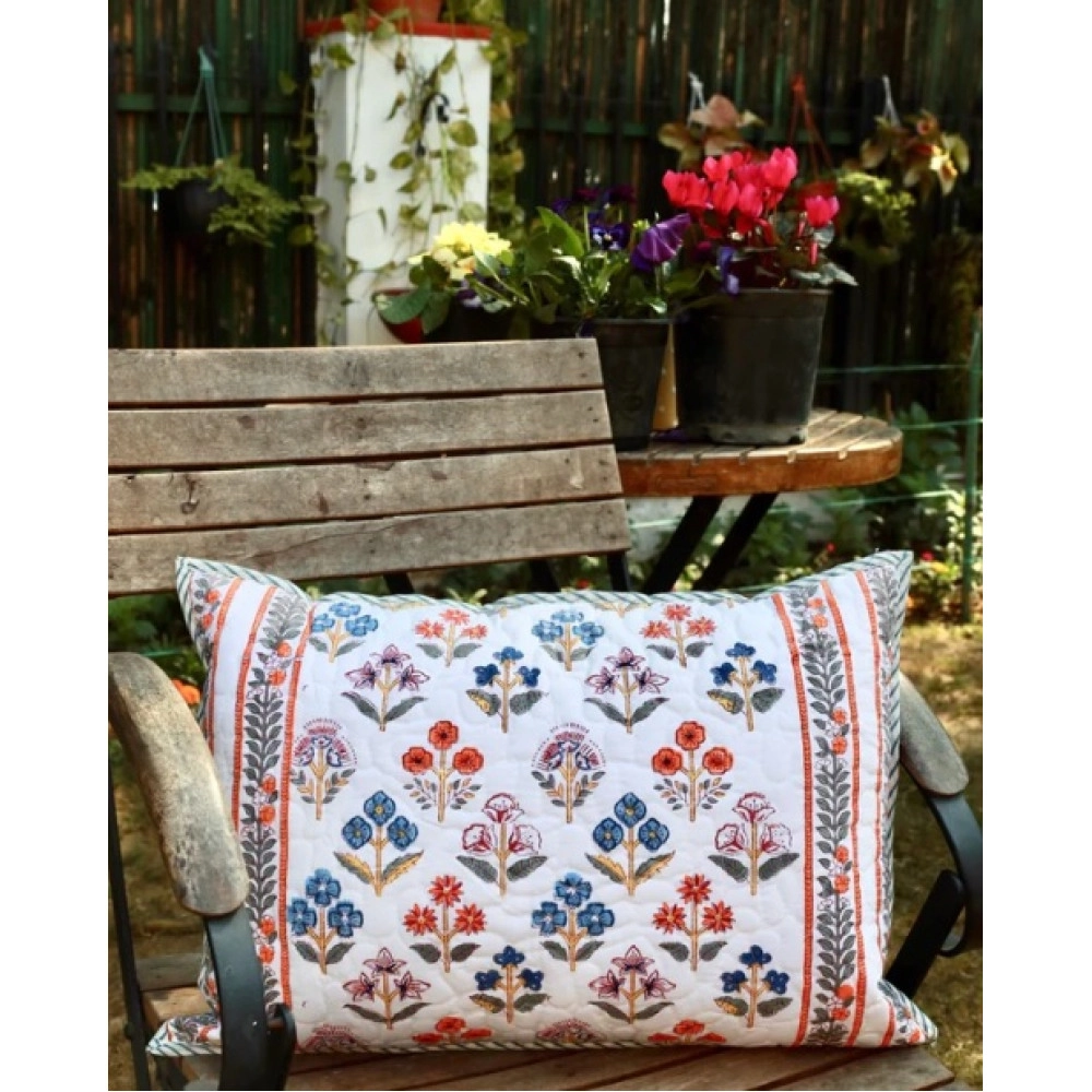 Jaipur Bageecha Quilted Reversible Lumbar Cushion