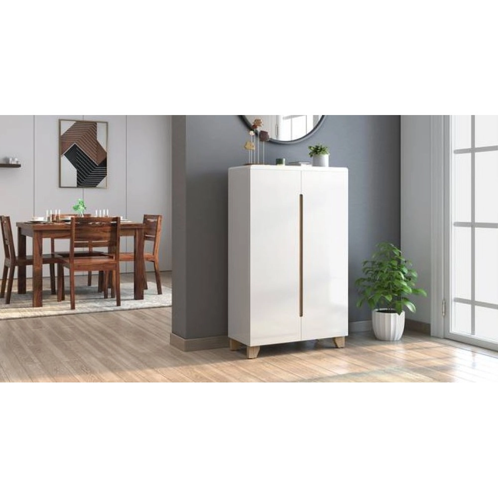 Oslo High Gloss 21 Pair Shoe Rack In White Finish