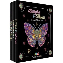 Adult Coloring Books Set 3 Pack – Landmarks, Henna..