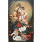 Goddess Saraswati Hand Painted Painting 