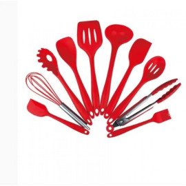 Decdeal - 10PCS Cooking Utensils Kitchen Utensil Set Silicone Kitchenware Set Stainless Steel Handle Cookware Set Chef Nonstick Cookware Kitchen Gadgets