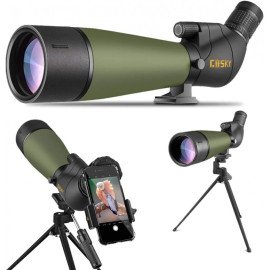 Gosky 2019 Updated 20-60x80 Spotting Scope with Tripod, Carrying Bag and Smartphone Adapter - BAK4 Angled Telescope - Newest Waterproof Scope for Target Shooting Hunting Bird Watching Wildlife Scenery