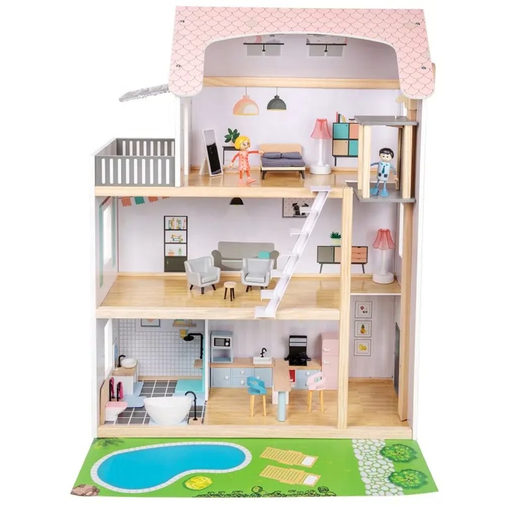 Little Angel - Kids Wooden Furnished Doll House Toy Play Set