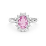 Pink Topaz & Diamond Halo - Gemstone Ring