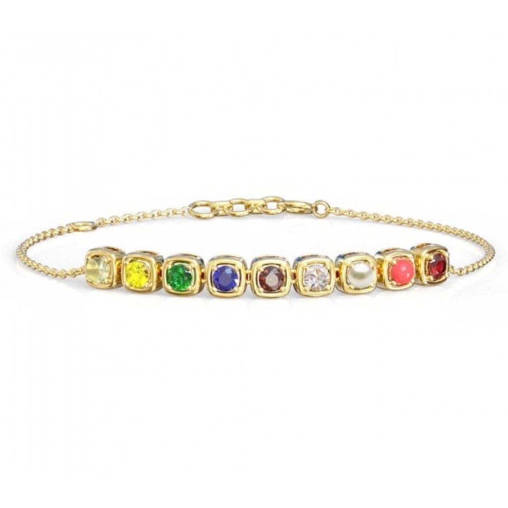 Delicate Navratna Gemstone Bracelet