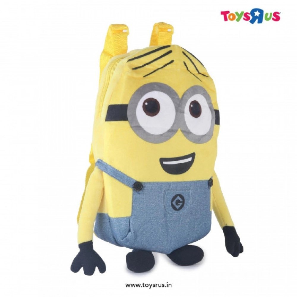 Minions Dave Plush Backpack For Kids With Adjustable Shoulder Straps