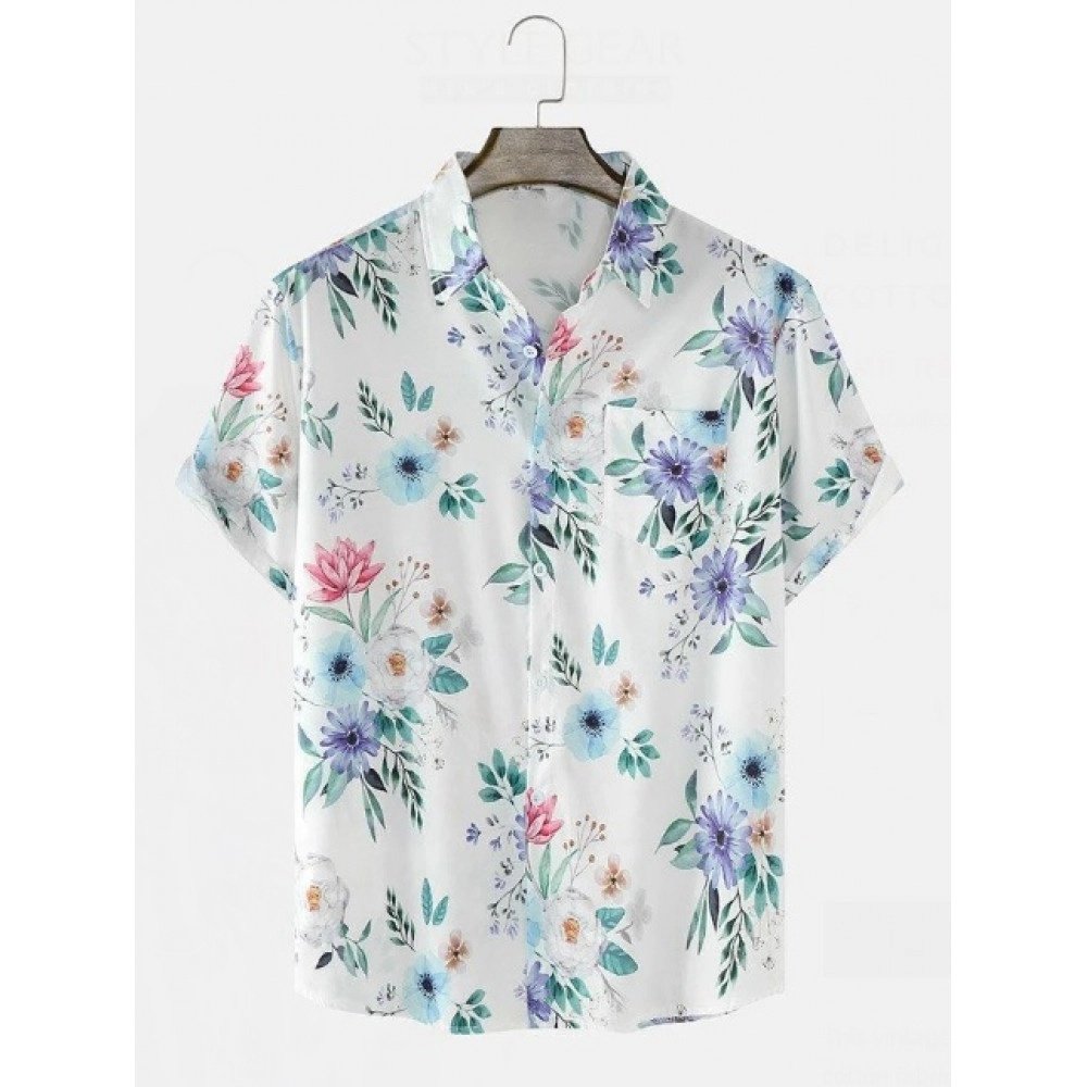 Delightful Floral Print Cotton Shirt
