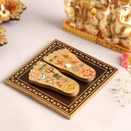 Auspicious Lakshmi Charan Paduka In Wood