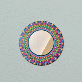 Pink And Yellow Dot Mandala Mirror