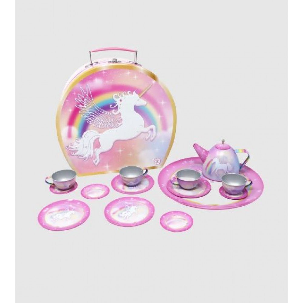 Unicorn Dreamer 15 Piece Tin Tea Set In Carry Case