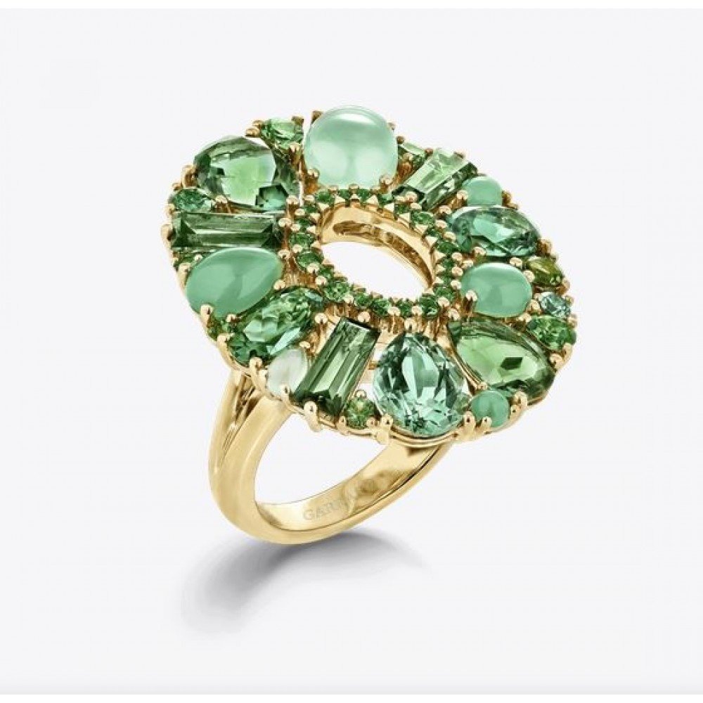 Blaze Green Sapphire, Green Tourmaline, Tsavorite And Chrysoprase Cocktail Ring 