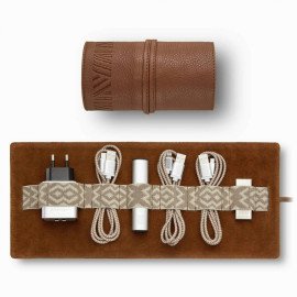 Leather Tech Roll Organiser With Optnl Access., Tan