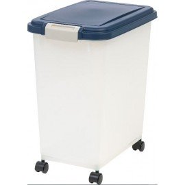 IRIS USA WeatherPro Airtight Dog, Cat, Bird & Other Pet Food Storage Bin Container with Attachable Casters
