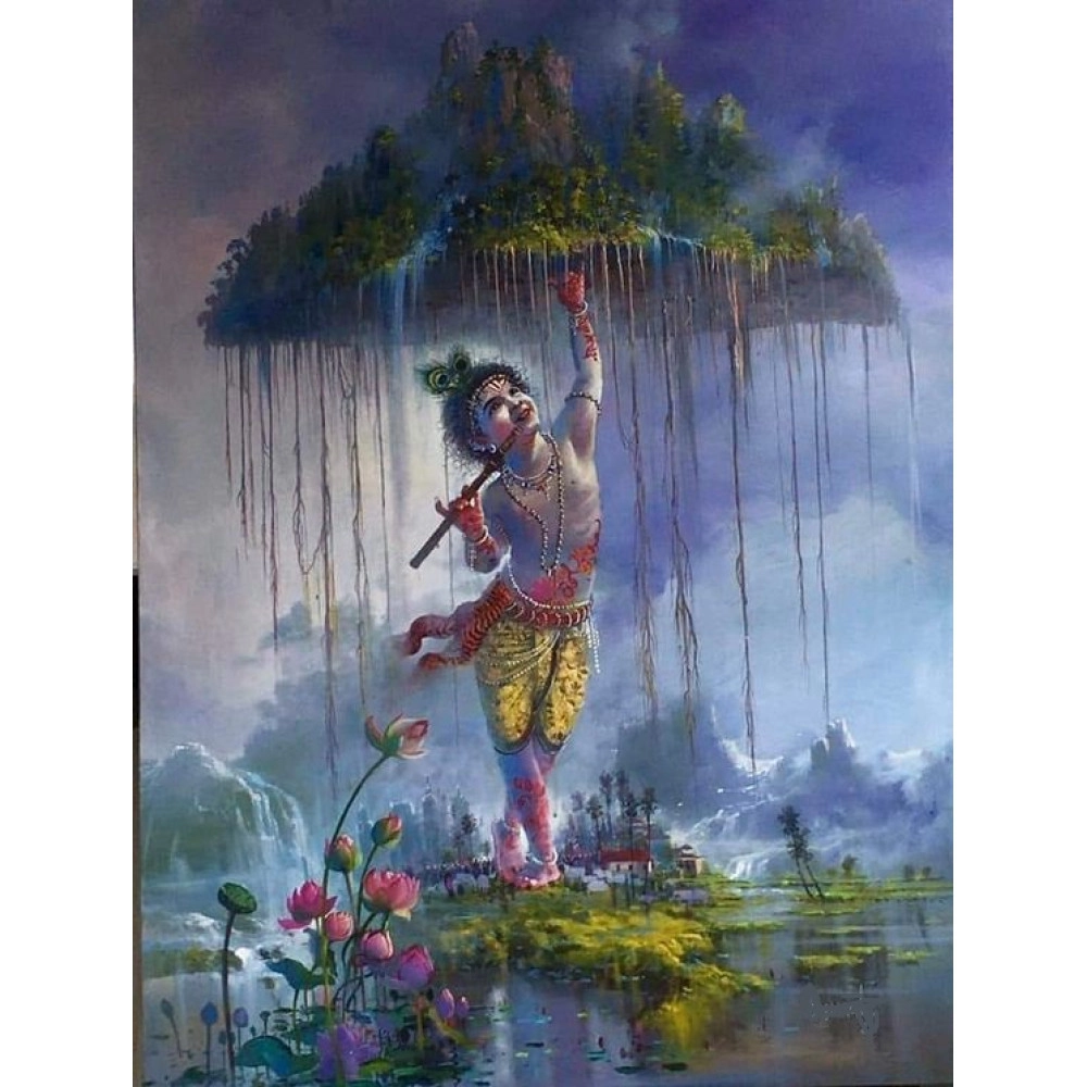 Krishna Hand Painted Painting On Canvas