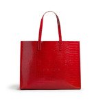  Ted Baker Women Red Mock Croc Icon Tote Bag
