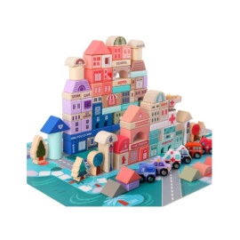 NESTA TOYS Wooden City Building Blocks Set Multicolour - 115 Pieces