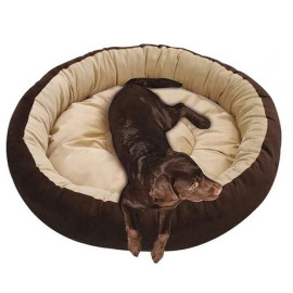 Brown and Cream Small Super Soft Reversible Round Pet Bed