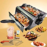 Wellberg Electric Tandoor Medium Size 2 in 1 Electric Tandoor and Grill Barbeque for Kitchen & Home with Accessories (BLACK) 