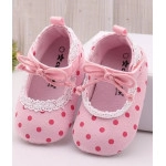 Cute Walk by Babyhug Party Booties with Velcro Closure Polka Dot with Lace - Pink