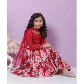 Berry Red Viscose Lehenga Set