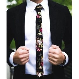 JAKE Floral Skinny Tie 2" (Linen) 