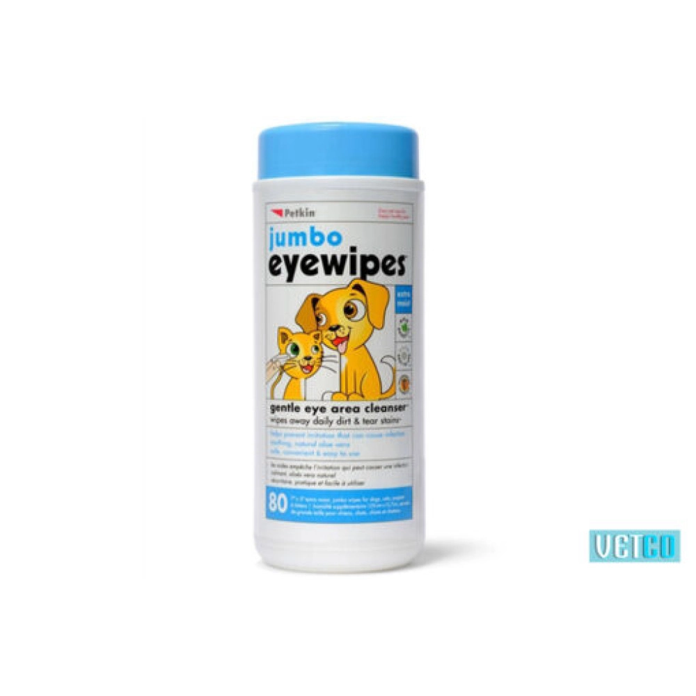 Petkin Jumbo Dog & Cat Eye Wipes, 80 count