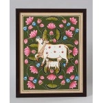 Hand Painted Lotus Cow Pichwai Painting 