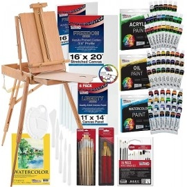 US ART SUPPLY 121-Piece Custom Artist Painting Kit with Coronado Sonoma Easel