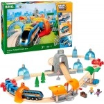 BRIO 33972 Smart Tech Sound Action Tunnel Travel Set | Wooden Toy Train Set for Kids Age 3 and Up 